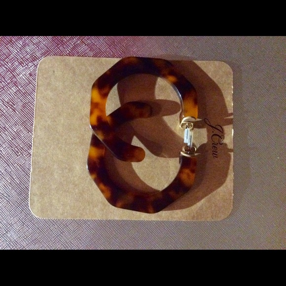 💕HP💕JCREW Resin Hoop Tortoise EarringNWT Redwood - Picture 3 of 6